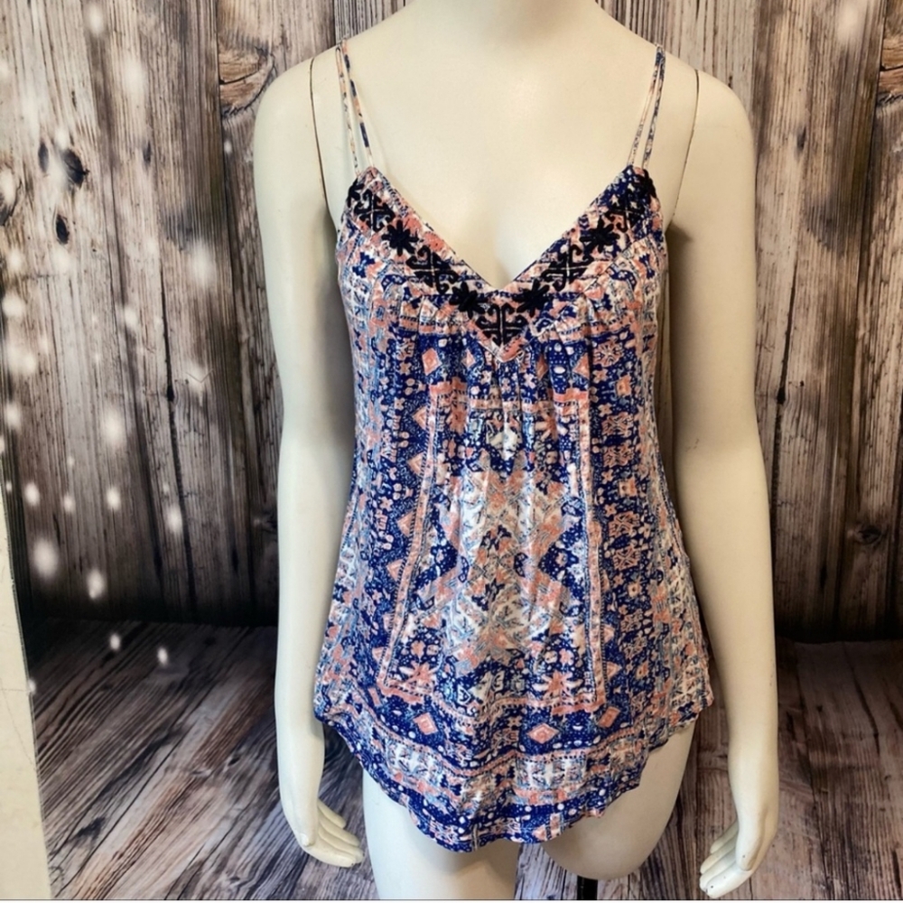 Lucky Brand | Blue, Pink and White Sleeveless Tank Top Blousr Small